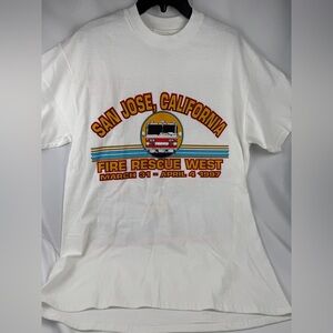 Vintage San Jose fire rescue neon colored shirt great back hit like new!!